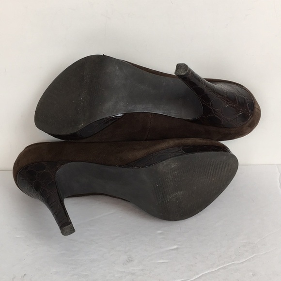 ALFANI Suede Leather Croc Embossed Stacked Heels    6.5 - Picture 11 of 13